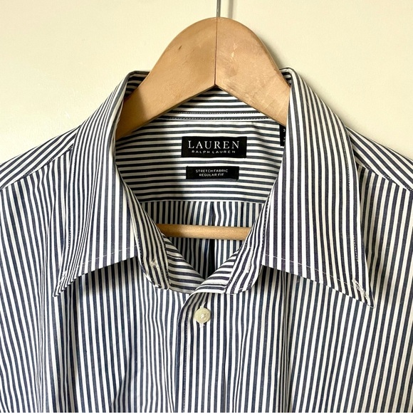 Lauren Ralph Lauren Grey and White Pinstripe Button Down Shirt Size XL - Picture 3 of 7